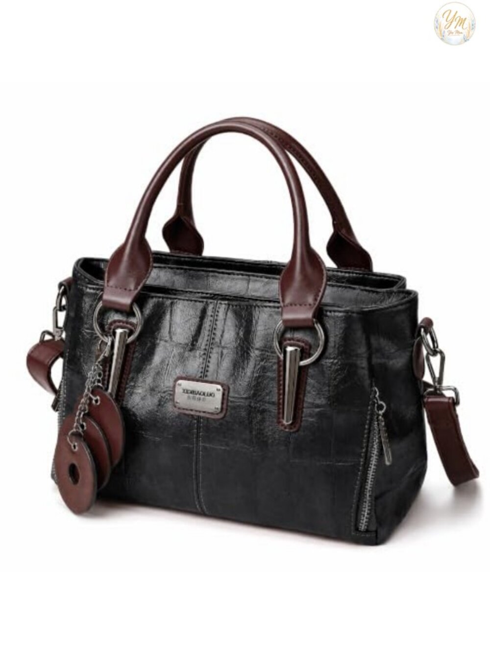 Vegan Leather Tote Bag Satchel Shoulder Bag Women Travel Purse Compartments